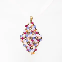 Pendant 45cm - Terence Rhombus M-Salmon Organza - Pendant 45cm - Laiton bronze